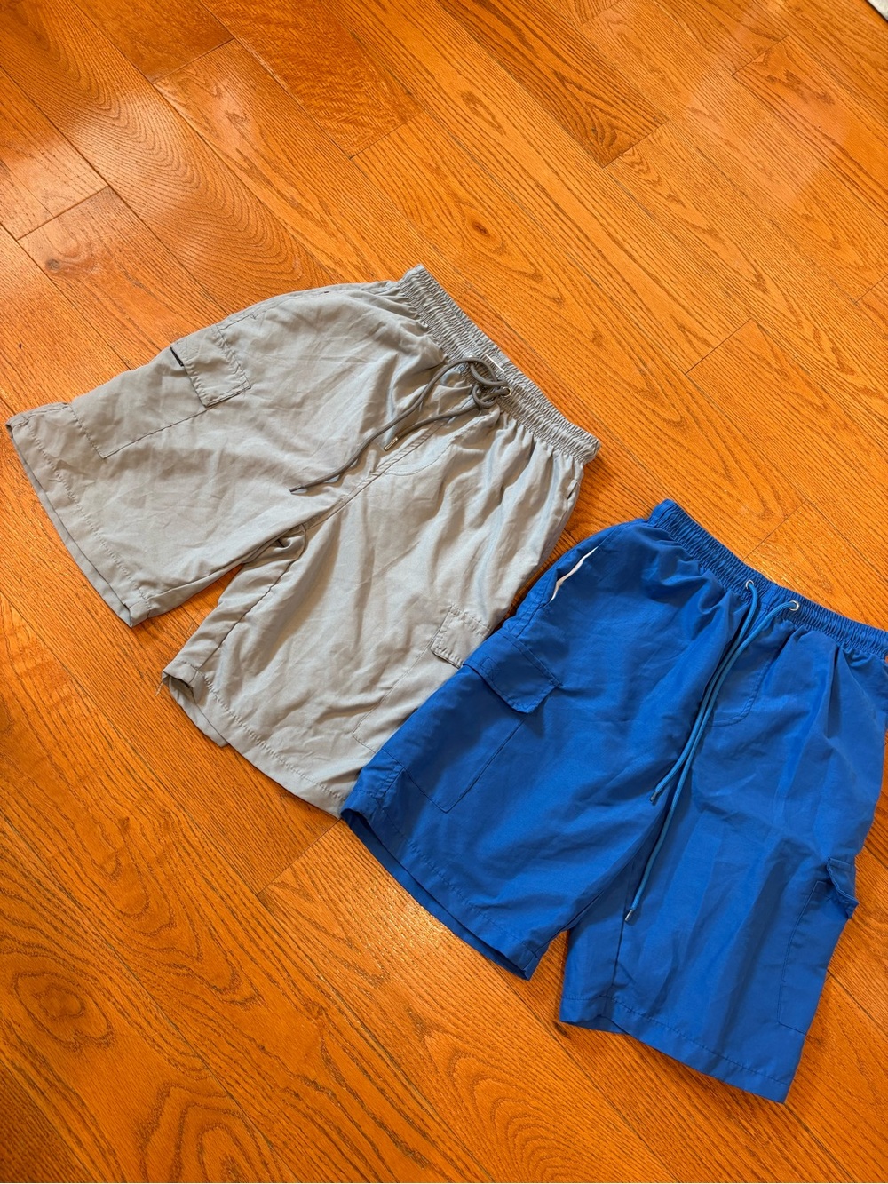 Real Essentials Men’s Small Athletic Training Shorts Gray Drawstring Gym Running